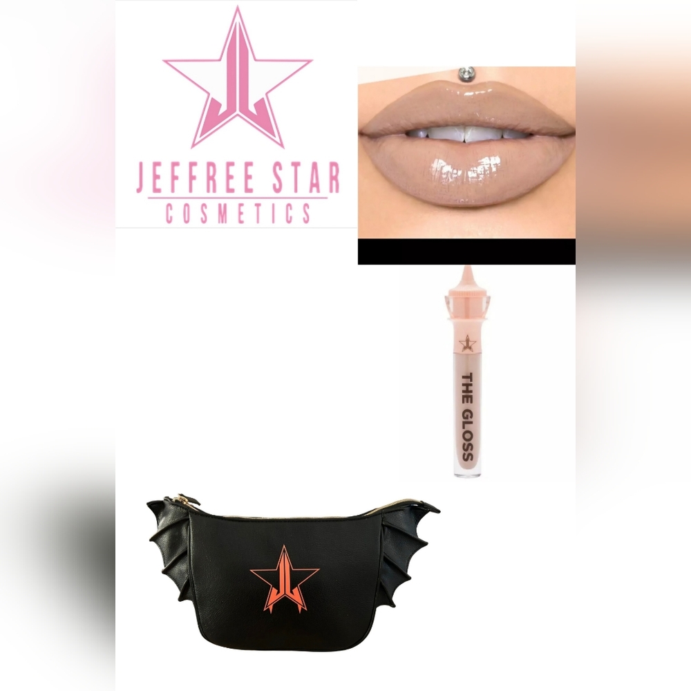 🔥NWT JEFFREE STAR COSMETIC BAG AND NUDE GLOSS SET
